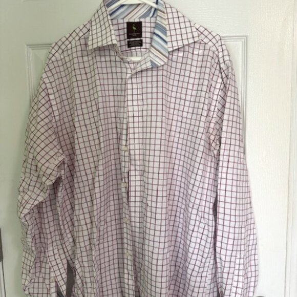 Men's Button down Tailorbyrd longslevee dress shirt size XL Pink White - Picture 1 of 4